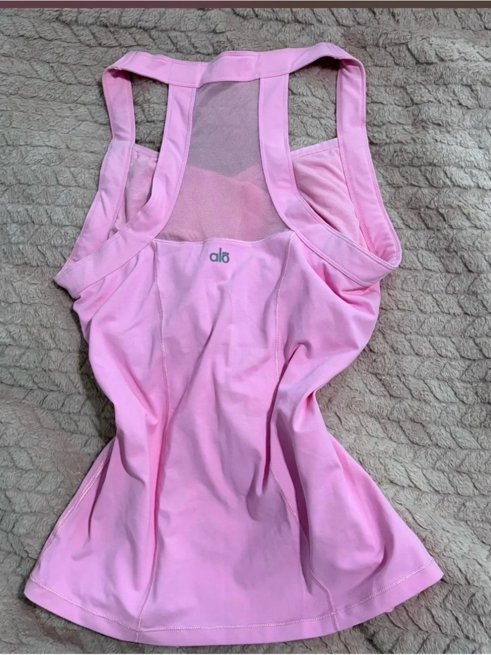ALO Yoga Light Pink Mesh-Back Tank Top